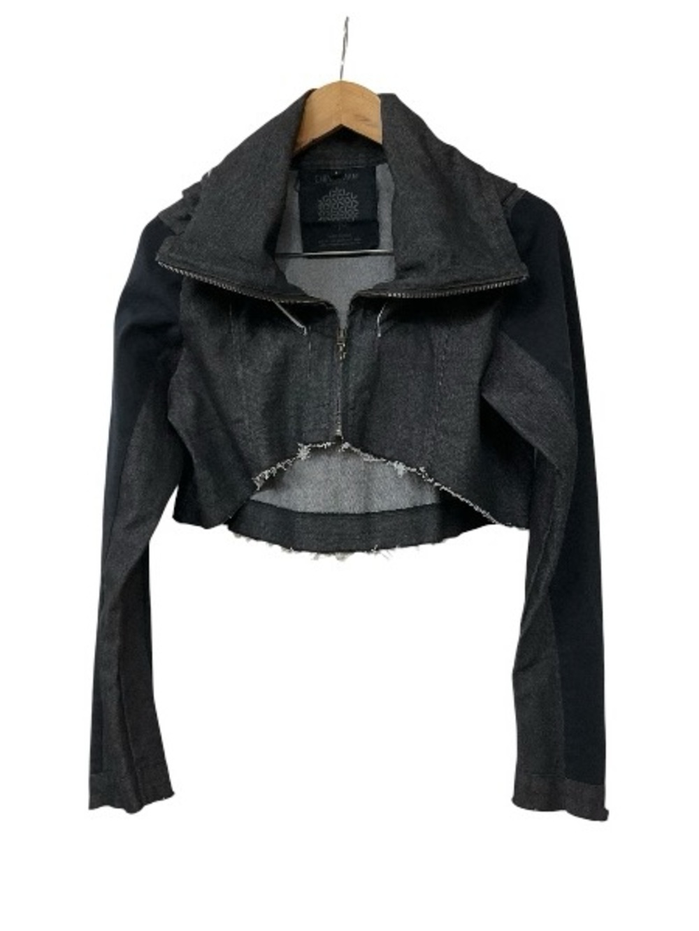 Chintamani Alchemistry Black Hooded Crop Jacket Womens Distressed Gothic L